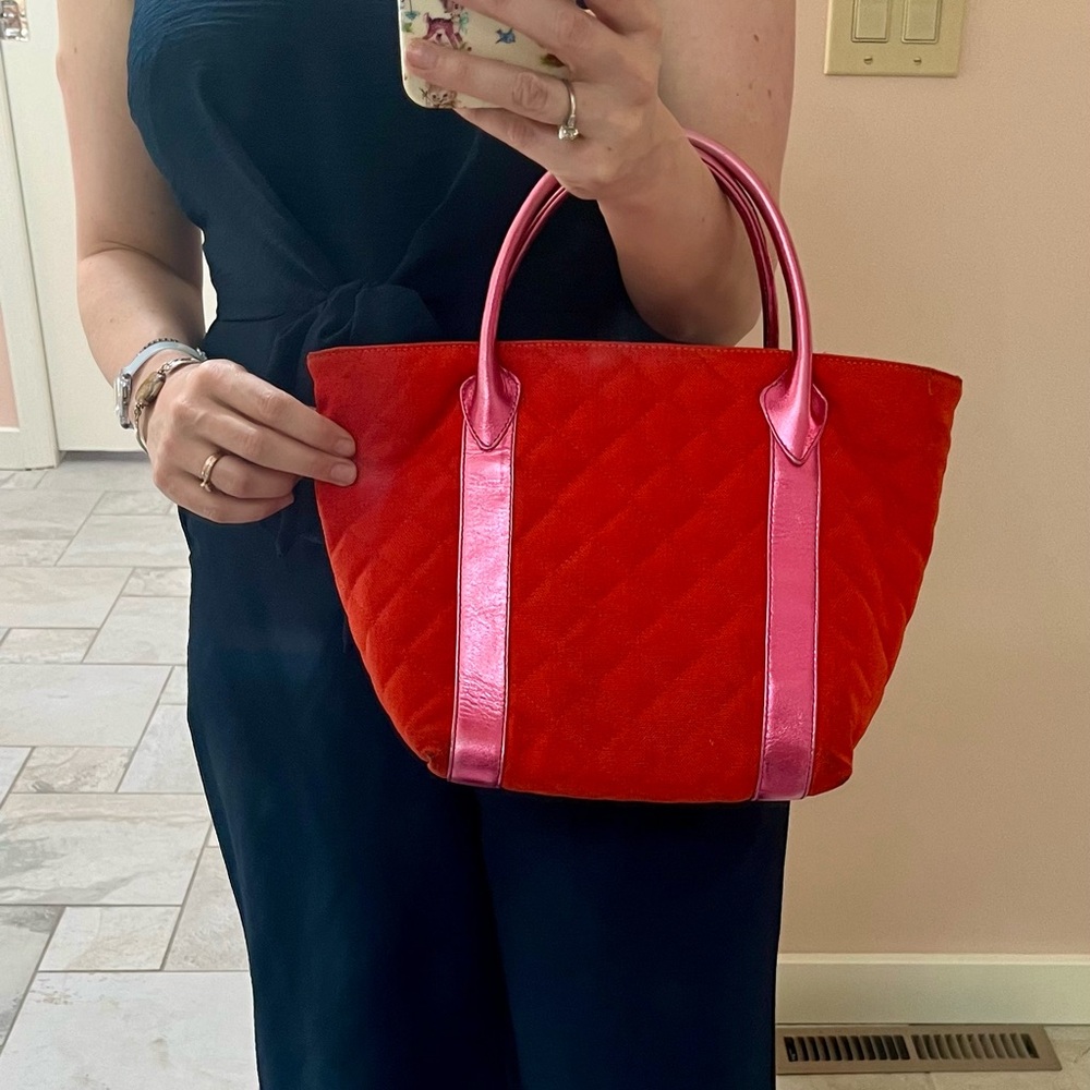 MZ Wallace 💕 vintage 💕 Bright Orange with Metallic pink handles / Made in USA